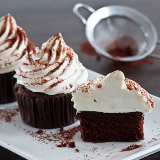Chocolate Cupcakes with Irish Cream - Recipe photo by Home Cooking Adventure