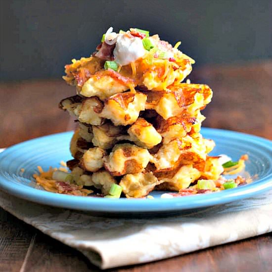 Loaded Potato Waffles - Recipe photo by MyLifeCookbook