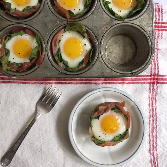 Prosciutto and Spinach Egg Cups - Recipe photo by MomsKitchenHandbook
