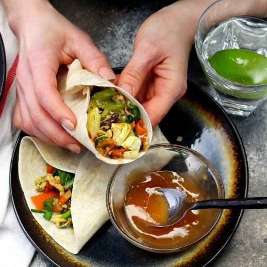 Moo Shu Veggie Wraps - Recipe photo by kimscravings