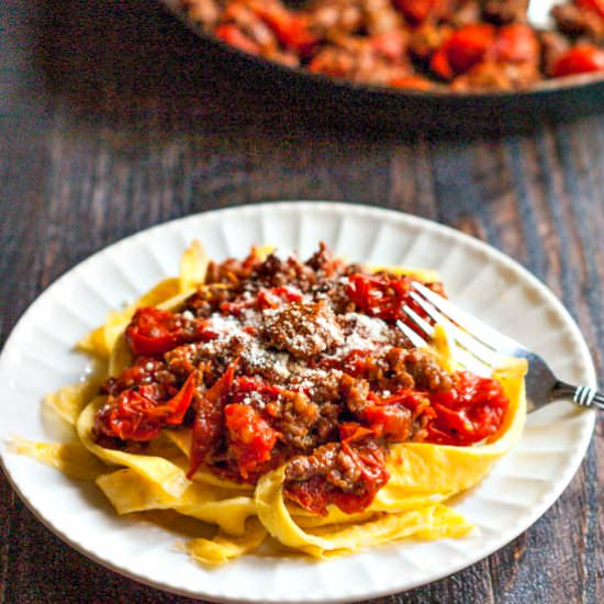 Low Carb Sausage & Egg Noodles - Recipe photo by MyLifeCookbook