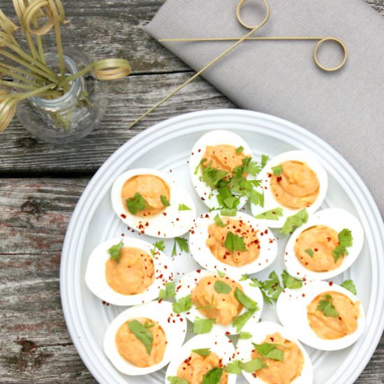 Sriracha-Deviled Eggs - Recipe photo by gastrono.me