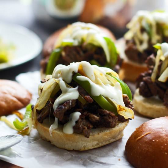 Philly Cheesesteak Sliders - Recipe photo by cookingforkeeps