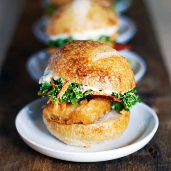 Catfish Sliders with Kale Coleslaw - Recipe photo by thecharmingdetroiter