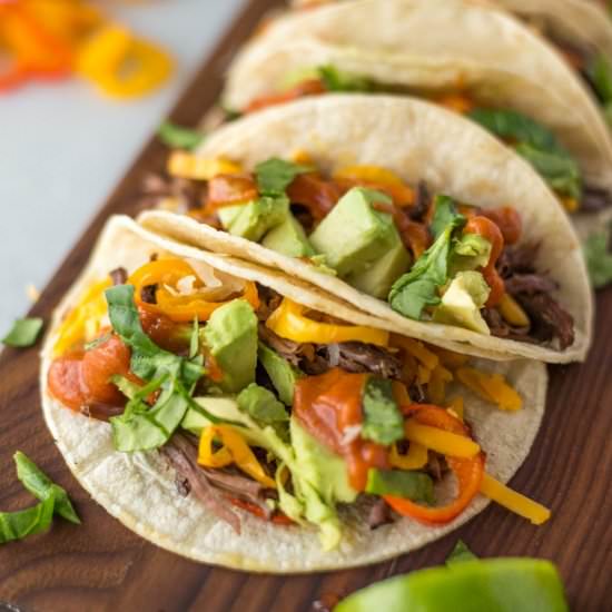 Slow Cooker Beef Fajita Tacos - Recipe photo by simple roots