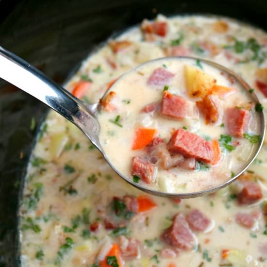 Slow Cooker Ham and Potato Soup - Recipe photo by thetypicalmom