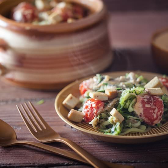 Zoodles with Tahini Sauce - Recipe photo by Purple Avocado
