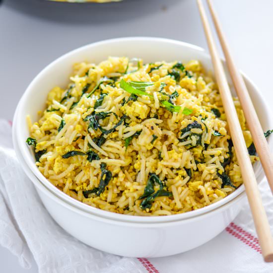 Tofu Scramble Kale Fried Rice - Recipe photo by ChefDeHome