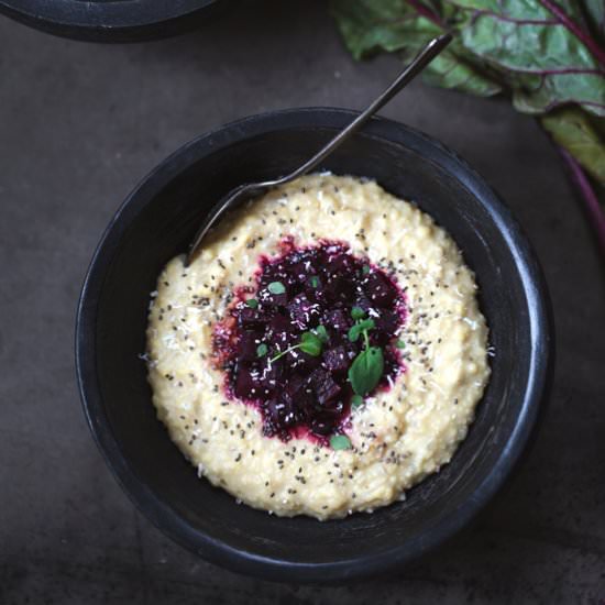 Roasted Beets with Millet Polenta - Recipe photo by foolproofliving.com