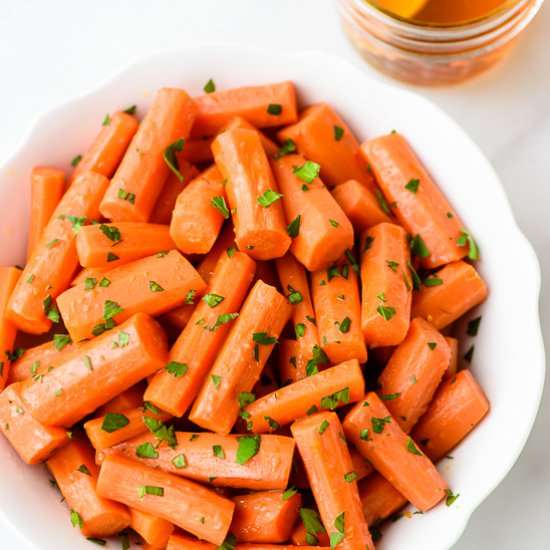Crock Pot Honey Carrots - Recipe photo by wellplated
