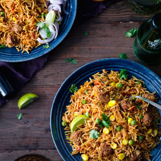 Soybean Corn Tawa Pulao - Recipe photo by cubesnjuliennes