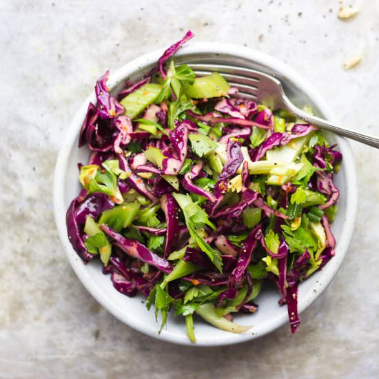 Celery Salad with Turmeric Dressing - Recipe photo by withfoodandlove