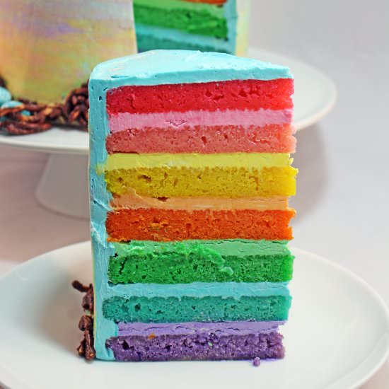 Rainbow Watercolor Cake - Recipe photo by GretchensBakery