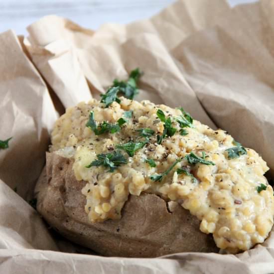 Cheesy Lentil Jacket Potato - Recipe photo by emmaslittlekitchen