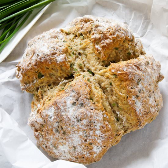 Quick Irish Soda Bread with Garlic Chives - Recipe photo by GarlicMatters