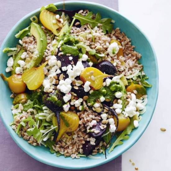 Goat Cheese, Beet & Farro Salad - Recipe photo by gdalkin