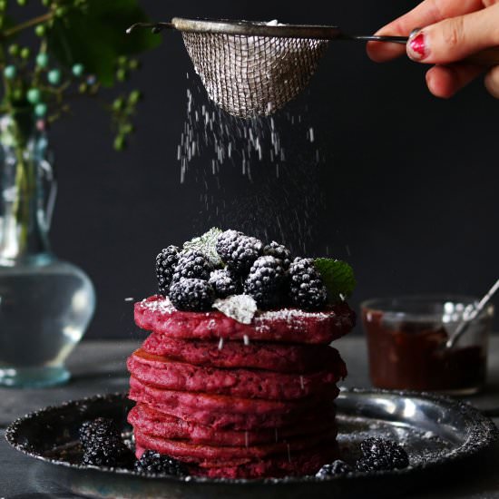 Beetroot + Cardamom Pancakes - Recipe photo by caraschrock