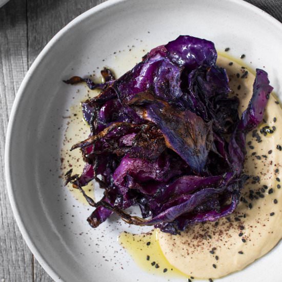 Hummus with Roasted Cabbage - Recipe photo by iwillnoteatoysters