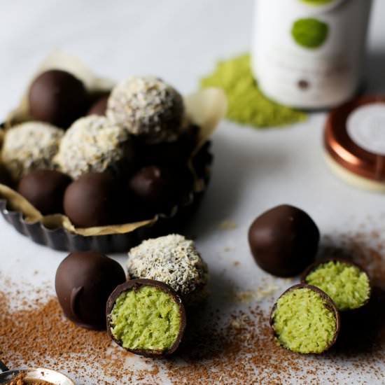 Matcha Coconut Truffles - Recipe photo by fortheloveoflasagna