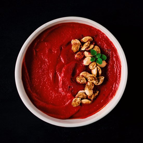 Beet and Buttercup Squash Soup - Recipe photo by Food Gays
