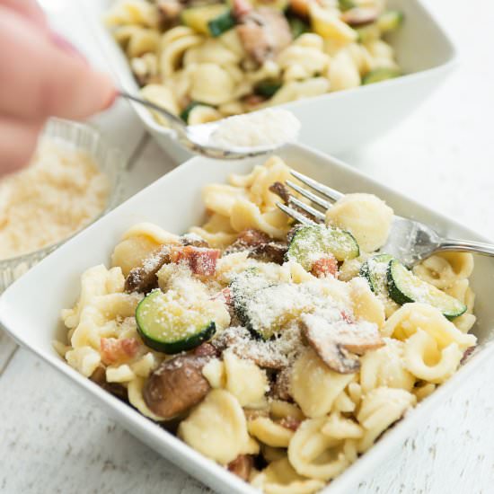Pancetta, Zucchini & Mushroom Pasta - Recipe photo by nonnasway