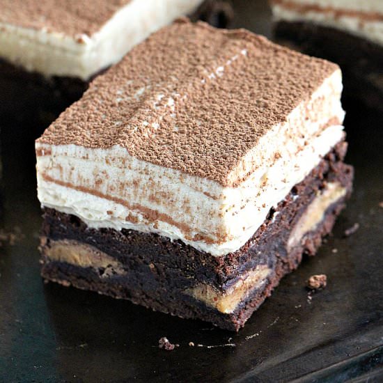 Peanut Butter Mousse Brownies - Recipe photo by peasandpeonies