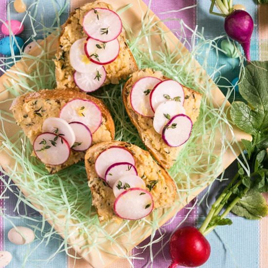 Easter Egg Radish Toasts - Recipe photo by boastfulfood