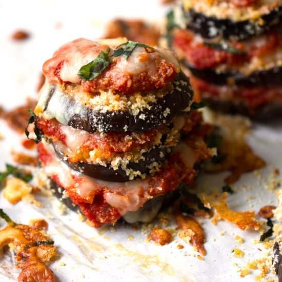 Eggplant Parmesan Stacks - Recipe photo by panning the globe