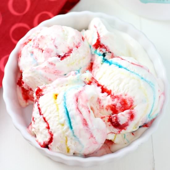 Superman Jello Swirl Ice Cream - Recipe photo by Love Bakes Good Cakes