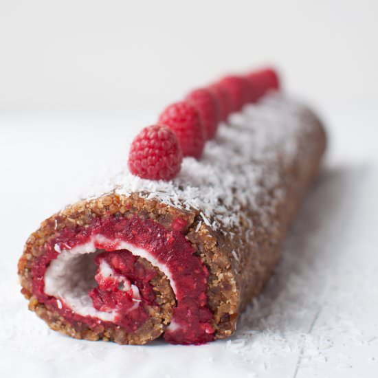 Raw Raspberry Roulade - Recipe photo by shinewithnature