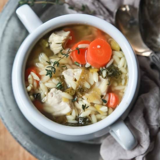 Light Lemon Chicken Orzo Soup - Recipe photo by joyfulhealthyeats