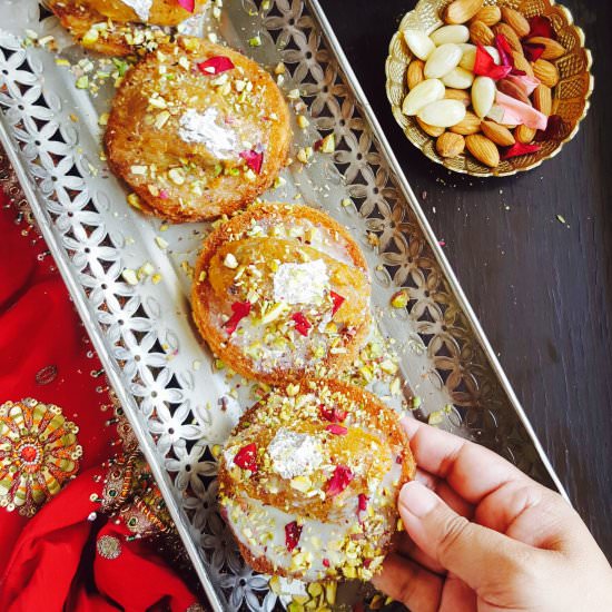 Shahi Tukra Moong Dal Halwa Canapés - Recipe photo by My Tryst With Food And Travel