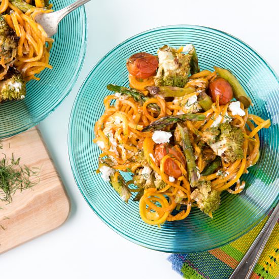 Roasted Spring Vegetables with Noodles - Recipe photo by FoodFanatical