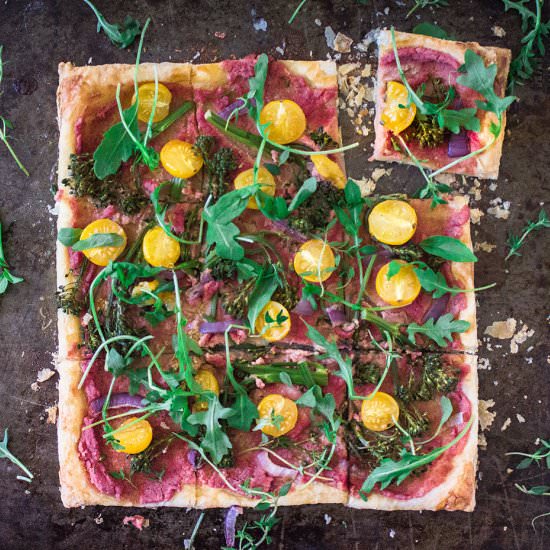 Savory Beet Hummus Tart - Recipe photo by plantcrush