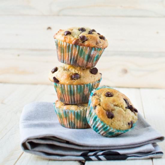Greek Yogurt Banana Chip Muffins - Recipe photo by crumbkitchen