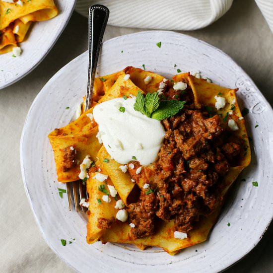 Pappardelle with Za'atar Lamb Sauce - Recipe photo by fortheloveoflasagna