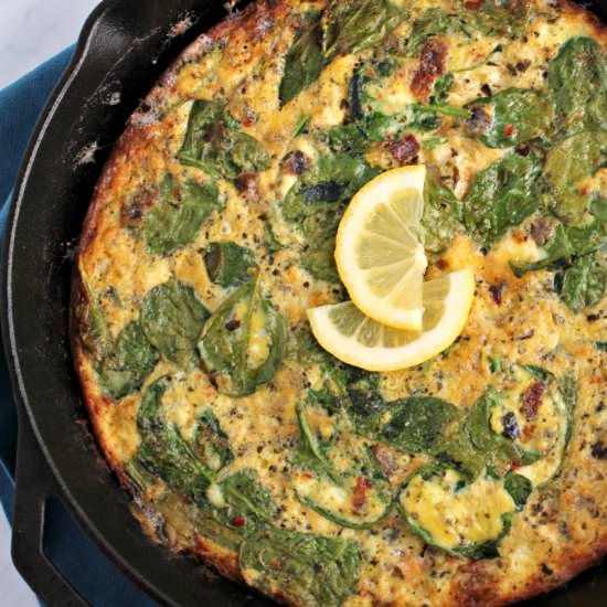 Shrimp Scampi Pesto Frittata - Recipe photo by frugalfoodiemama