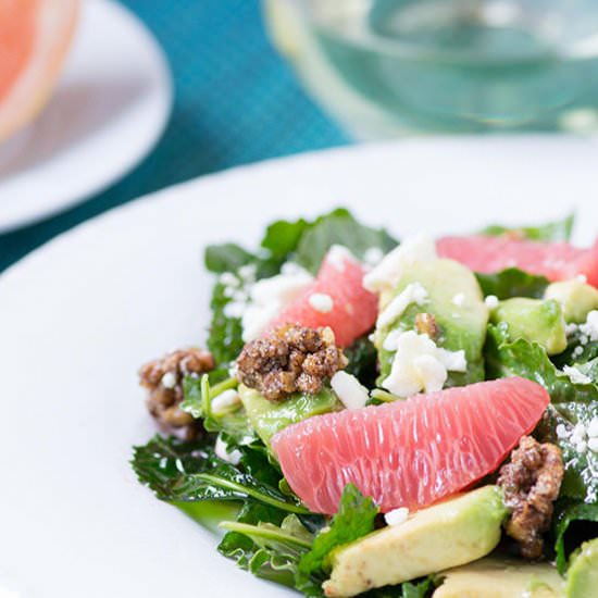 Baby Kale and Grapefruit Salad - Recipe photo by Queen of My Kitchen