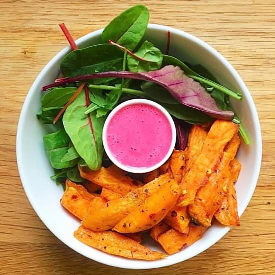 Sweet Potato Chips & Beetroot Dip - Recipe photo by Justina Elumeze