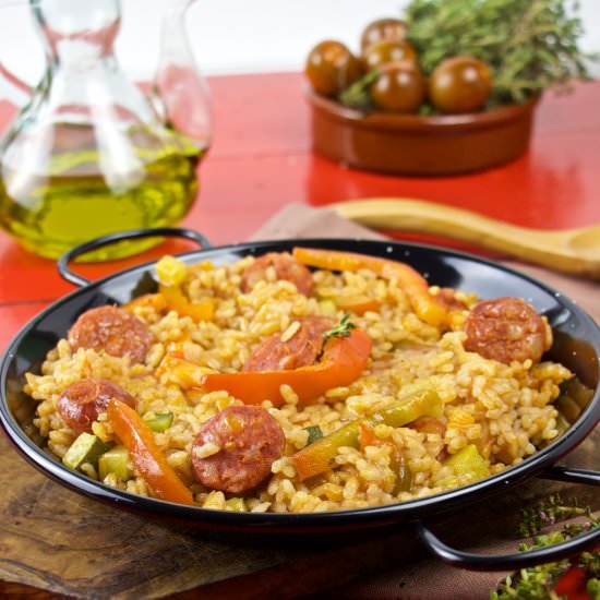 Chorizo paella - Recipe photo by The FoodOlic
