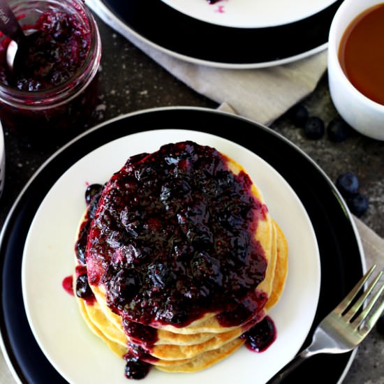 Gluten Free Pancakes with Berry Jam - Recipe photo by kimscravings