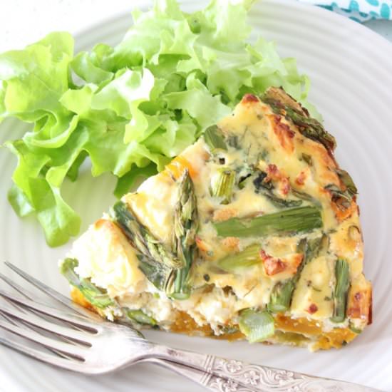 Asparagus, Pumpkin and Feta Quiche - Recipe photo by Thoroughly Nourished Life