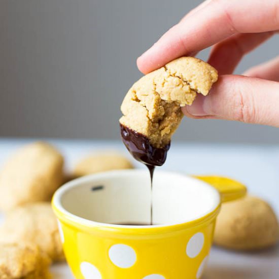 PB Stuffed Cookies with Fudge Sauce - Recipe photo by fooduzzi