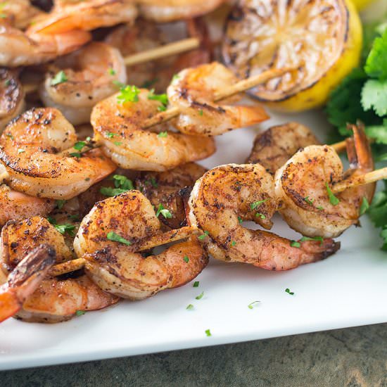 Drunken Cajun Shrimp Skewers - Recipe photo by Savory Spicerack