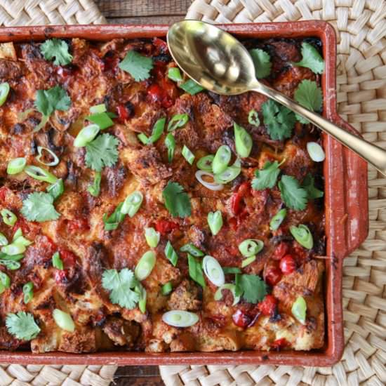 Chorizo and Red Pepper Strata - Recipe photo by Something New For Dinner