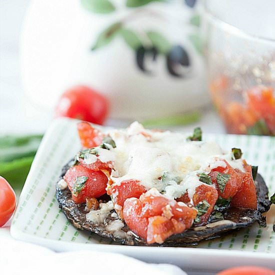 Portabella Mushroom Bruschetta Pizz - Recipe photo by Food Done Light