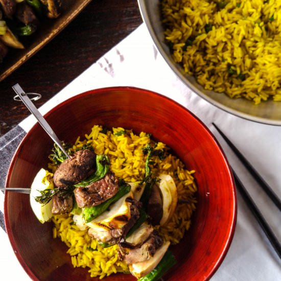 Beef Skewers With Jasmine Rice - Recipe photo by followtherivernorth