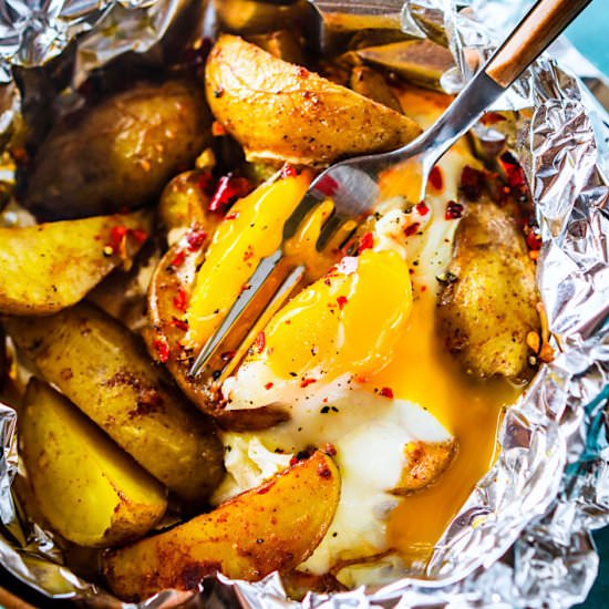Baked Potatoes and Egg Foil Packets - Recipe photo by Cotter Crunch