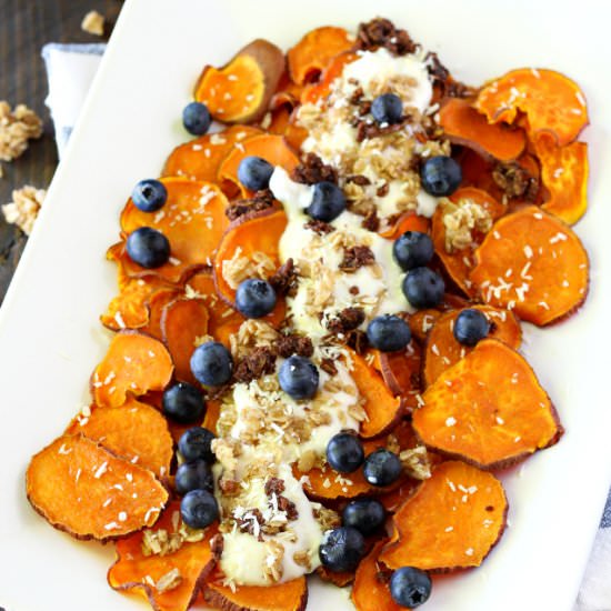 Breakfast Sweet Potato Nachos - Recipe photo by kimscravings