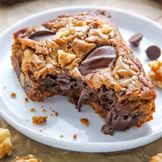 Brown Butter Chocolate Blondies - Recipe photo by BakerbyNature